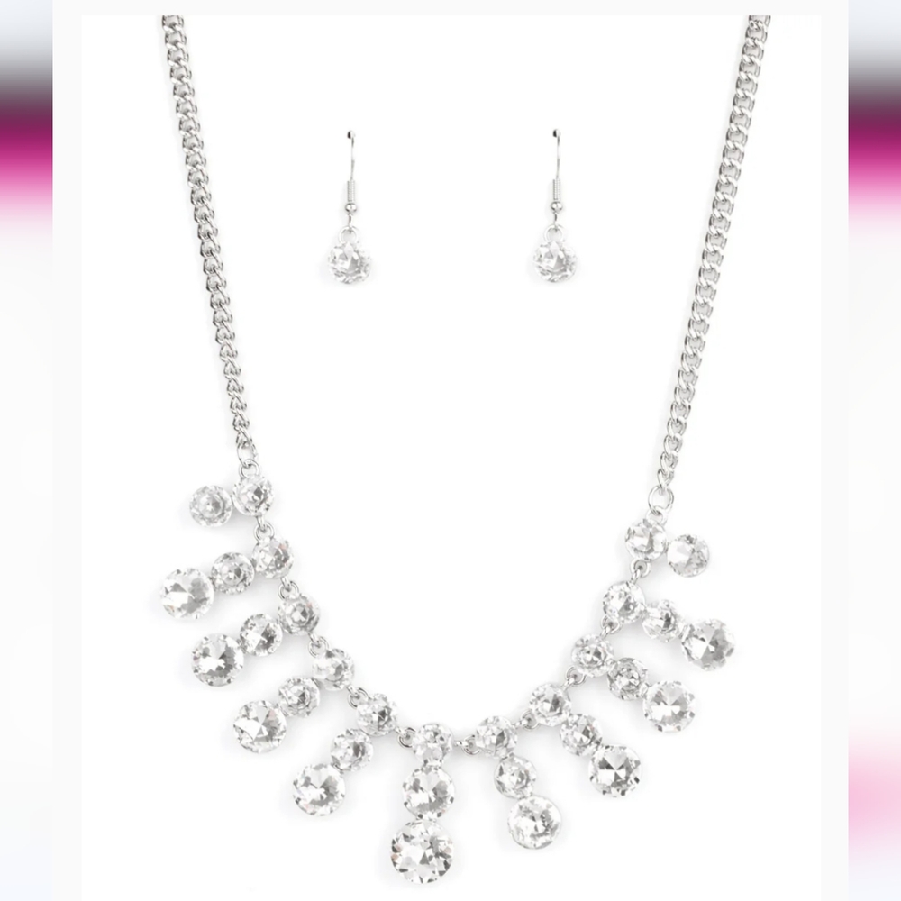 Celebrity Couture White Necklace Bling Fashion Jewelry